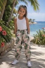 H&M Tropical Birds Parrots Watermelon  Joggers Sweats Pants Sz 6-7
