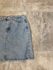 VTG 90s Tommy Hilfiger Stonewash cotton midi denim skirt sz 4 Flag Western