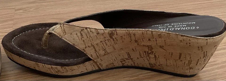 Sandalias de cuña Donald J Pliner para mujer talla 9M plataforma de corcho chanclas hechas en Italia Foto 4 de 4