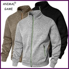 Men's Stand Collar sweatshirts casual zipper Cardigan Jacket outdoor Long Sleeve