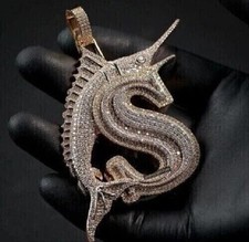 4.00Ct Lab Created Diamond Men's Customize Name Pendant 14K Yellow Gold Plated