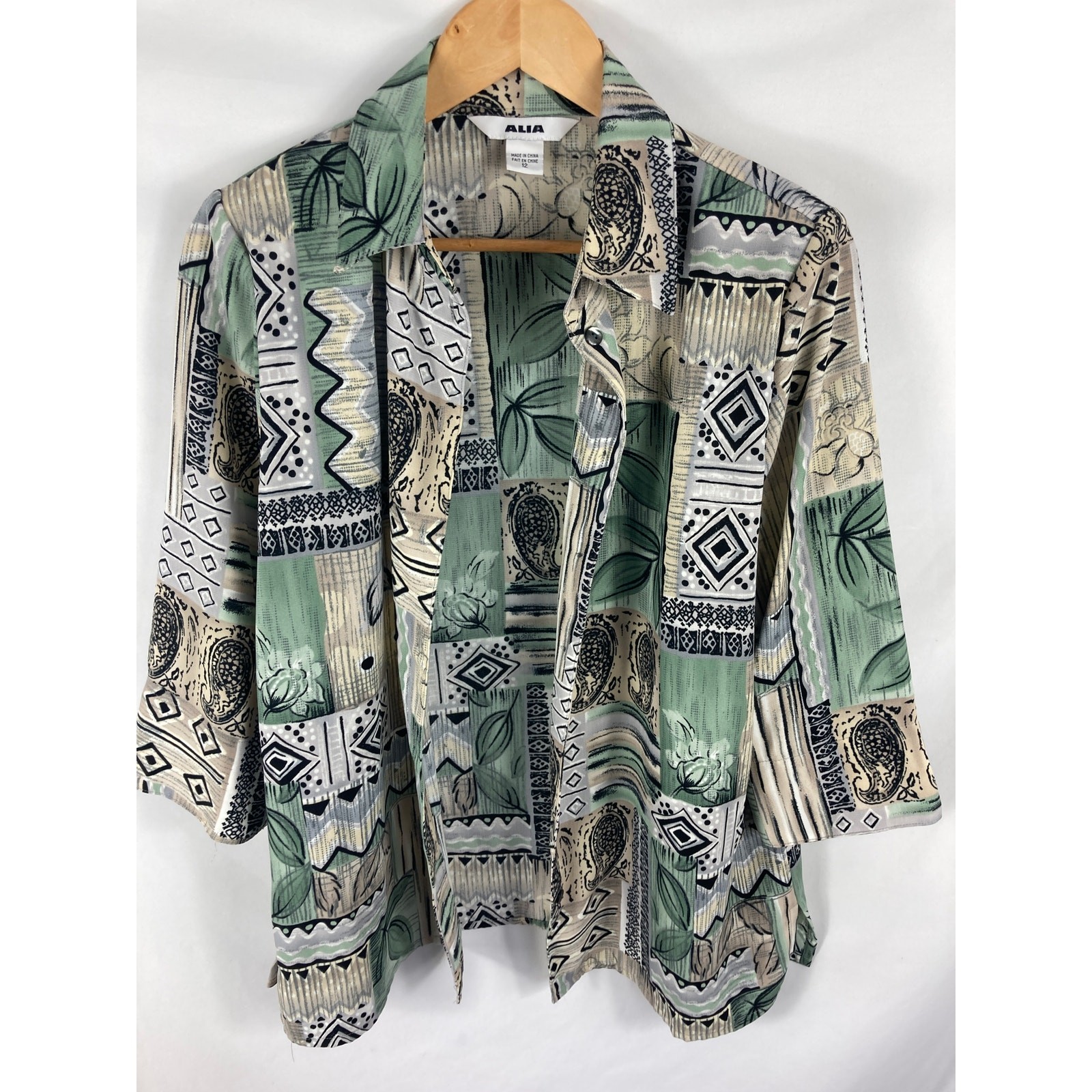 Alia Patterned Open Front Lightweight Jacket Size… - image 1