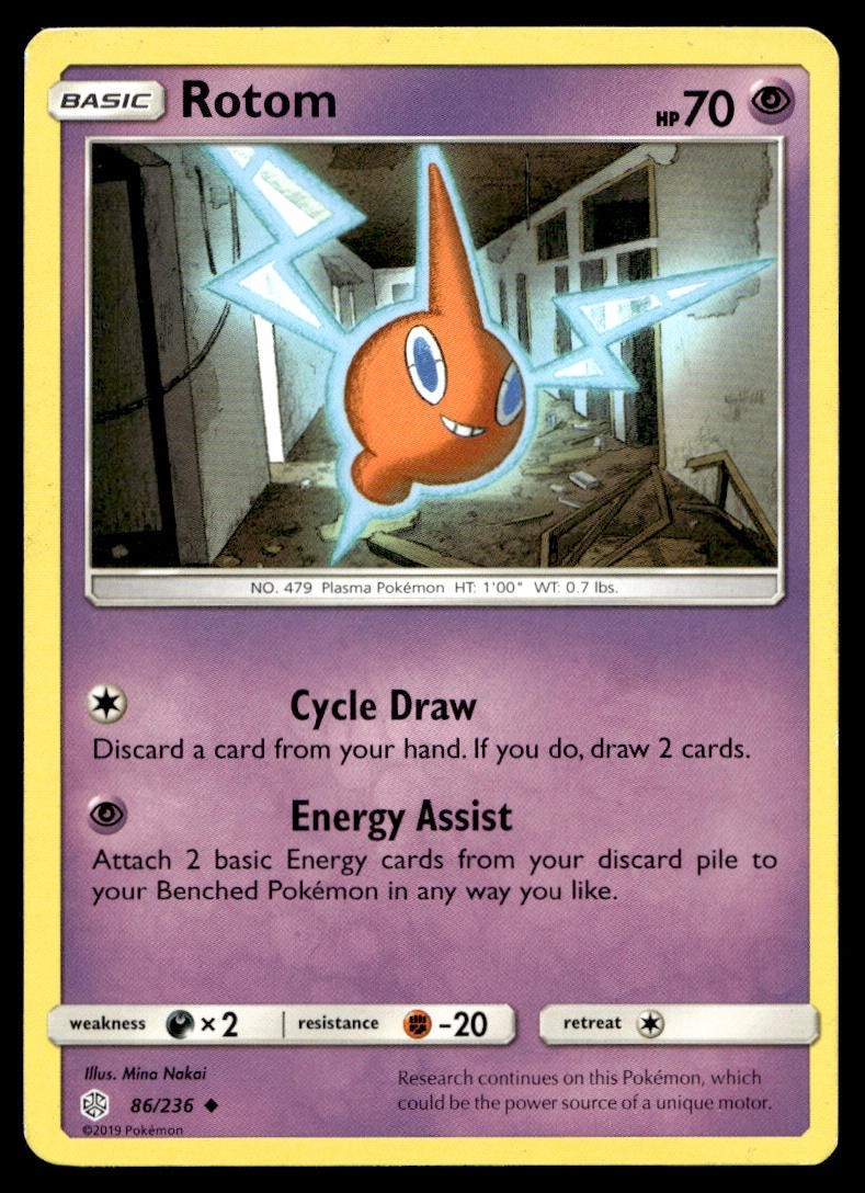 Rotom 86/236 Pokemon Card Cosmic Eclipse Uncommon 70 HP Lightly Played JY