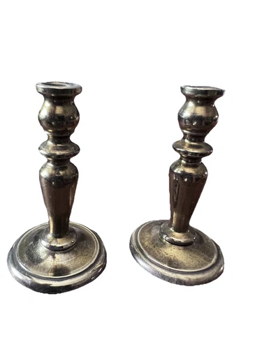VTG Brass Miniature Candle Stick Holders Doll House Lot of 2 From Estate 1 1/2in