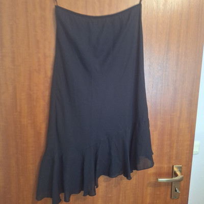 DeVille Damen Rock Chiffon schwarz A-Linie Midi mit Volants Gr. 38