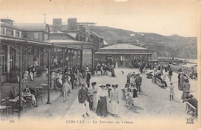 Etretat France La Terrasse du Casino Terrace of Casino c1900 Neurdein Postcard