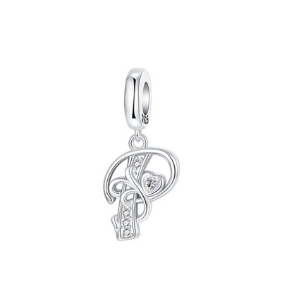 925 Sterling Silver Letter Charms Fit for Charms Bracelet and Necklace Alph - 15