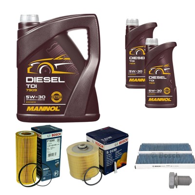BOSCH Inspektionspaket 7 L MANNOL Diesel TDI 5W-30 für Audi A6 2.4 3.2 FSI