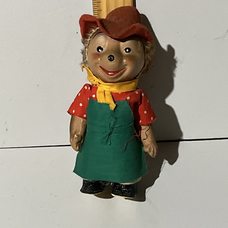 Vintage Miniature Mecki Hedgehog Cowboy Farmer Gardner Doll Steiff