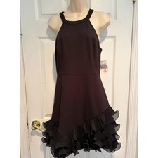 GUESS Womens Black Asymmetrical Tier Ruffle Hem Cocktail Dress GDLP3070 Sz 8 NWT