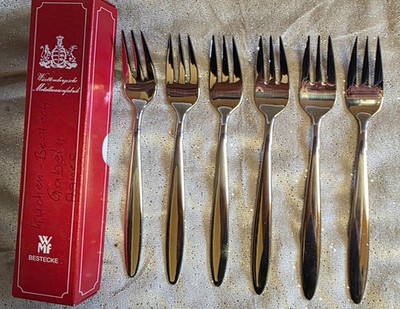WMF 6 Stck. Edelstahl Cromargan Kuchengabel Dessertgabel Gabel