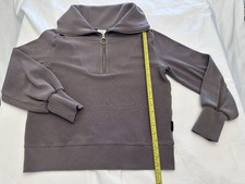 Varley Vine Half Zip Ottoman Rib Sweatshirt Beige Taupe Medium Athleisure