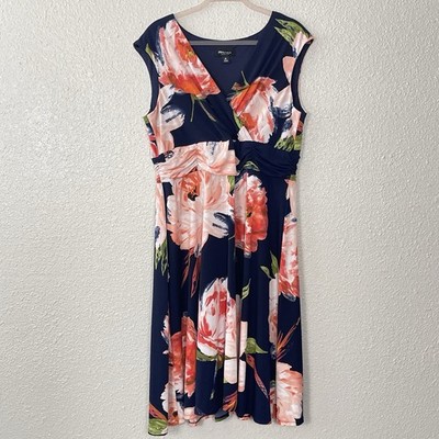 RN Studio Ronny Nicole Floral Midi Dress 18 Blouson Artsy Wedding Guest Work