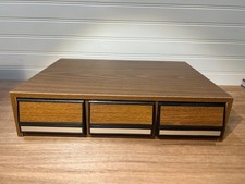 Vintage Wood Grain 3 Drawer Audio CASSETTE TAPE Storage Holder. Great condition