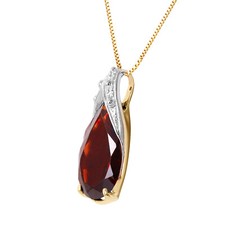 14K. SOLID GOLD NECKLACE WITH NATURA GARNET Yellow Gold 