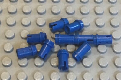 LEGO 10 Blue Technic, Pin 1/2 without Friction Ridges, Part 4274