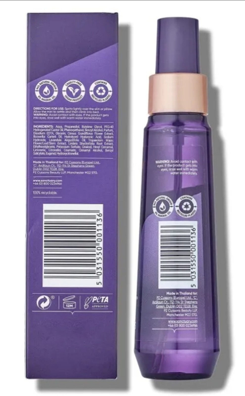 Sanctuary Spa Pillow Sleep Spray, Violet Jasmine and Sandalwood, 100ml