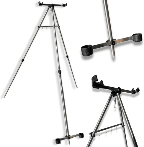 LFS SEA FISHING TRIPOD BEACH ROD STAND FOR 2 SEA FISHING TACKLE RODS REELS 6ft