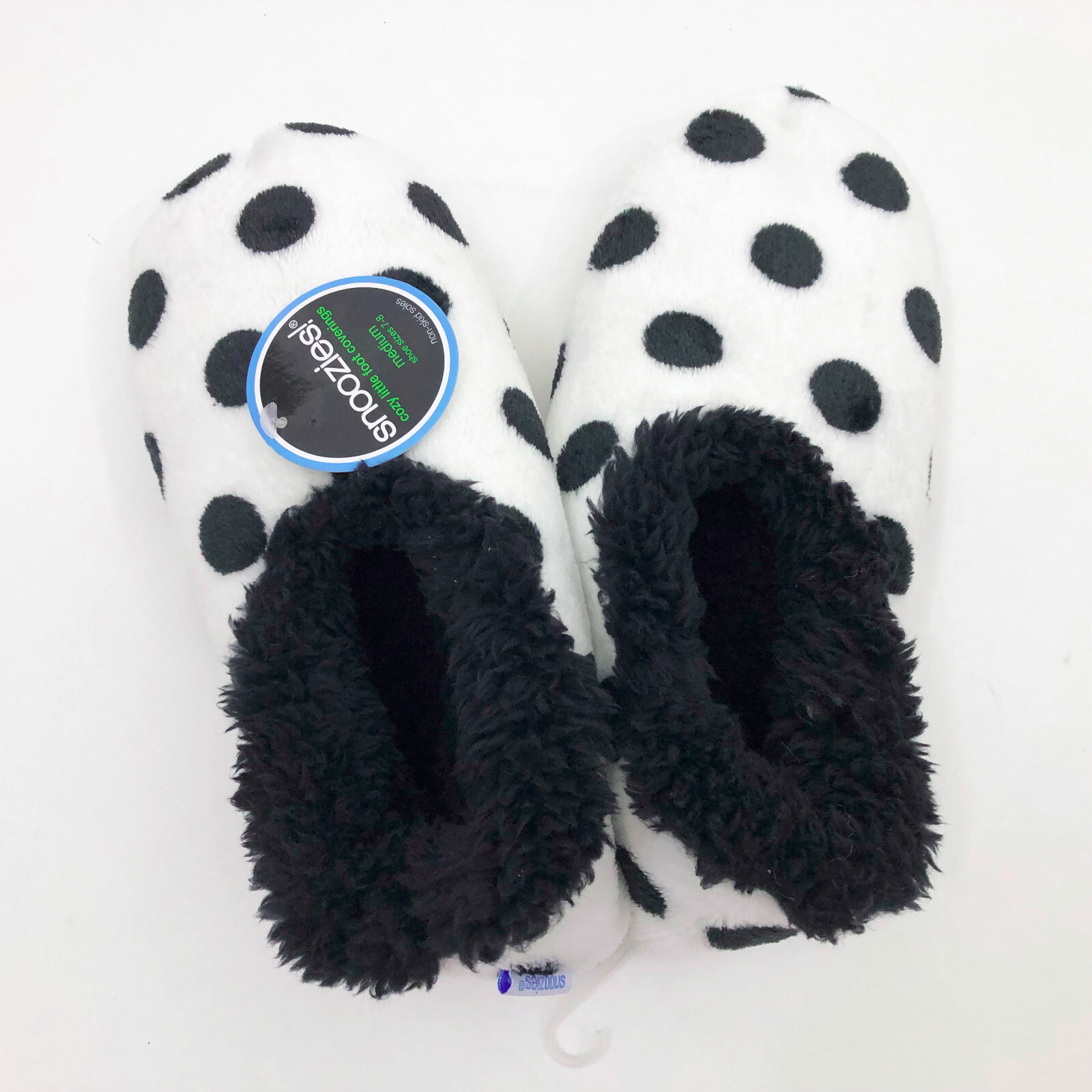Snoozies Women's Slippers White with Black Polka Dots Med 7/8 eBay