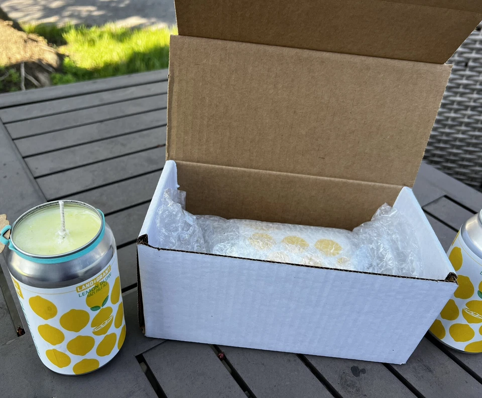 Land Grant Lemon Glow Citronella Beer Can Patio Candle. - Image 2 of 4