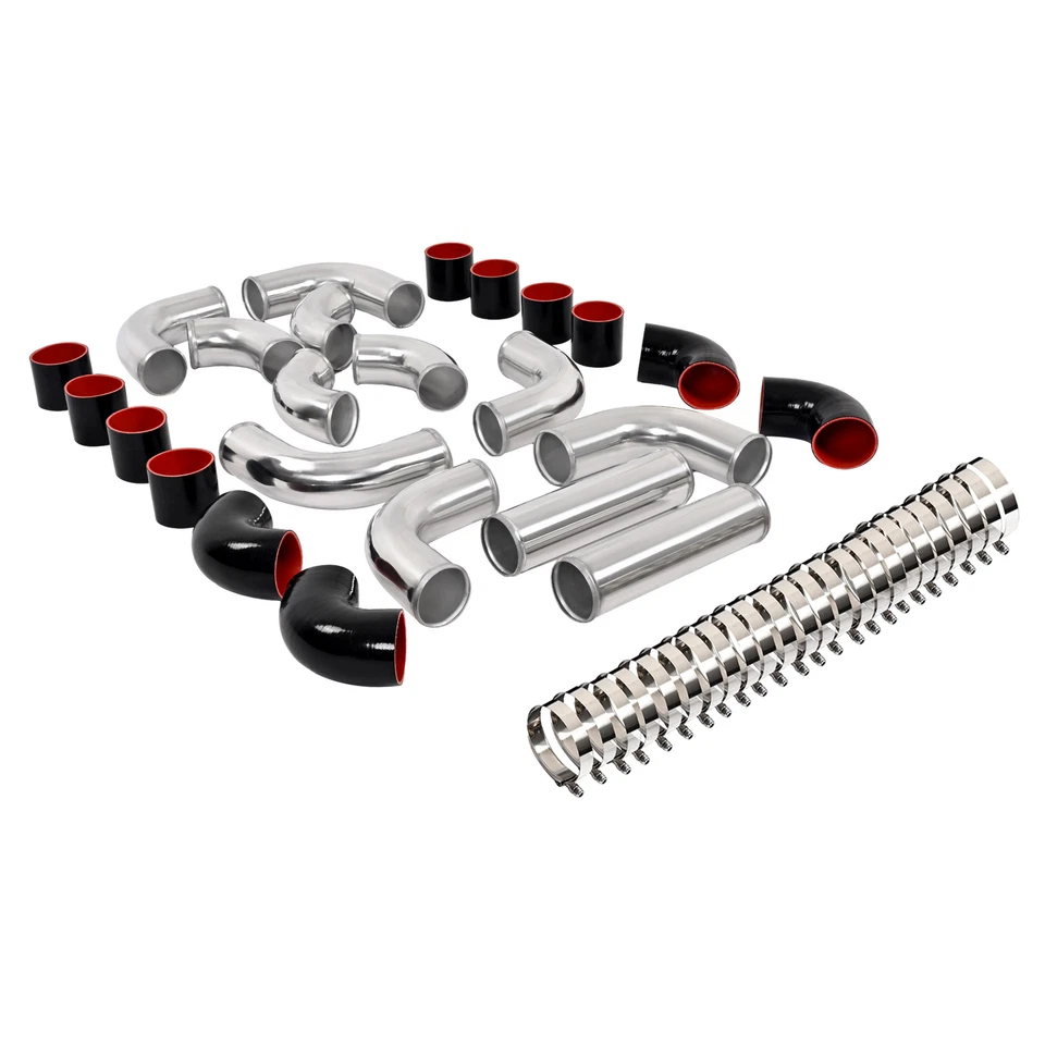 12PCS Universal Aluminum 3" Inch Intercooler Piping Kit w/Coupler and T-Clamps - Image 4 of 4