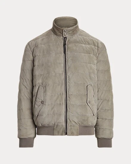 Suede puffer shop coat