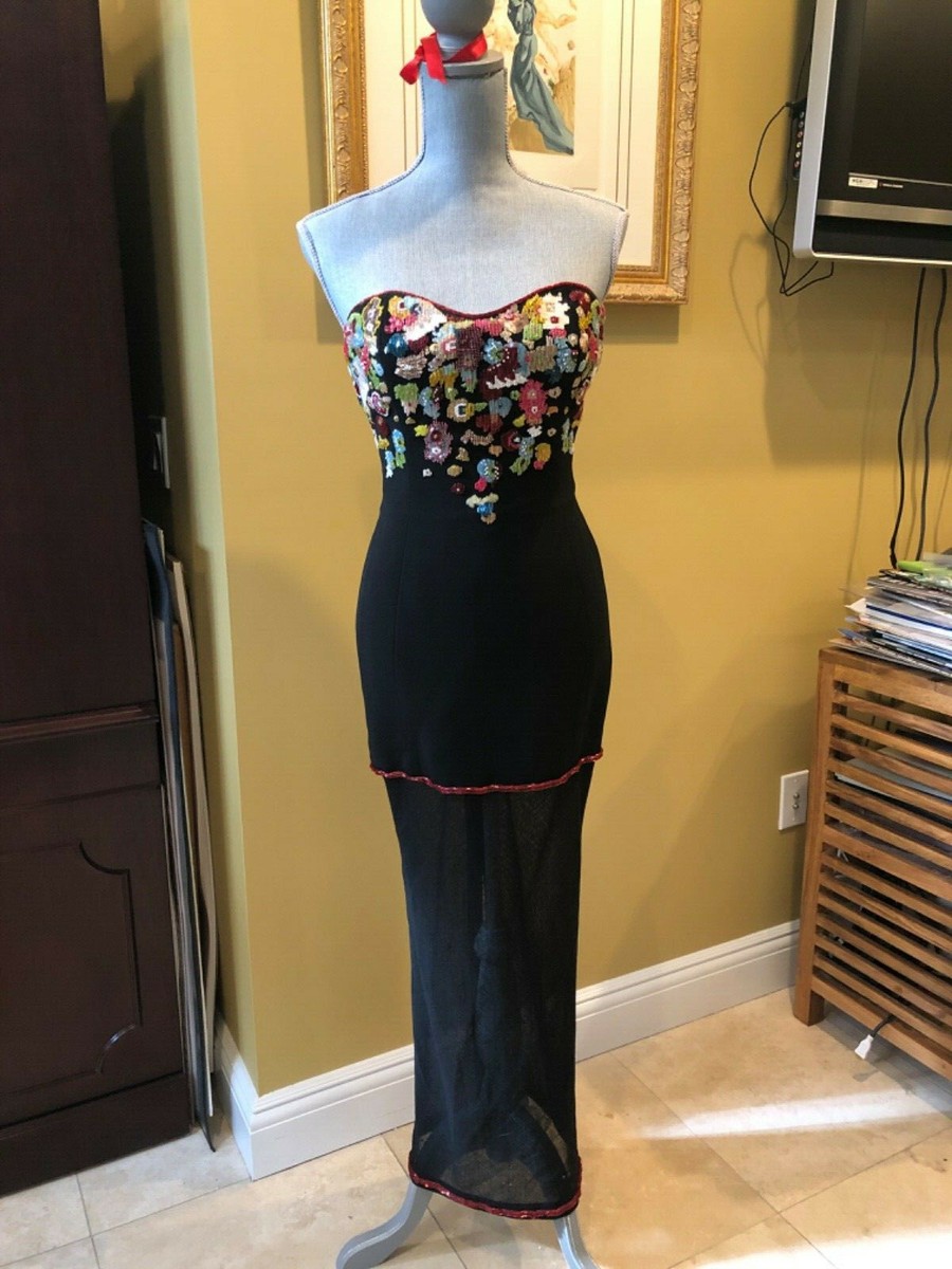 Spectacular Karl Lagerfeld Couture Beaded Strapless Dress sz 36- NWOT