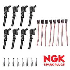 8pcs Ignition Coil & NGK Platinum Spark Plug &Connector for 97-10 Ford F-150