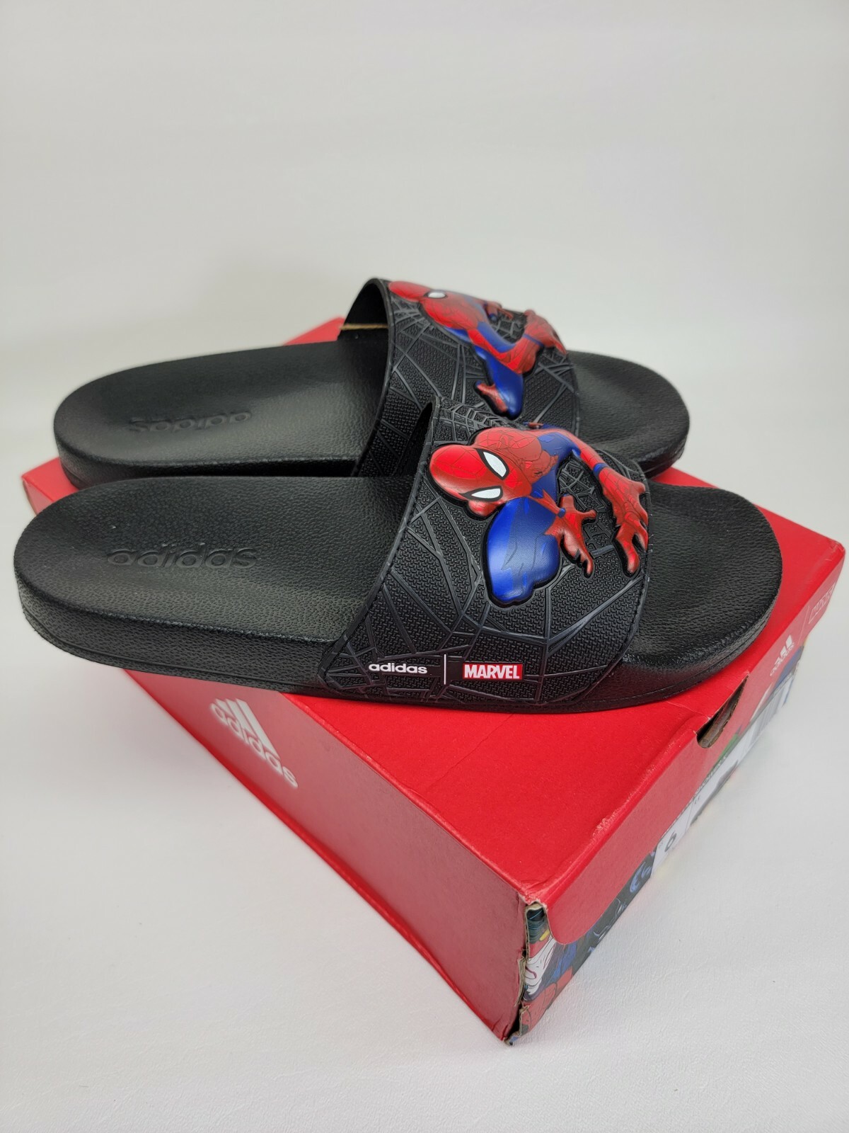 Adidas Adilette Aqua K Beach Shoes Slippers Marvel Spider-Man FZ1716 Size 6  | eBay