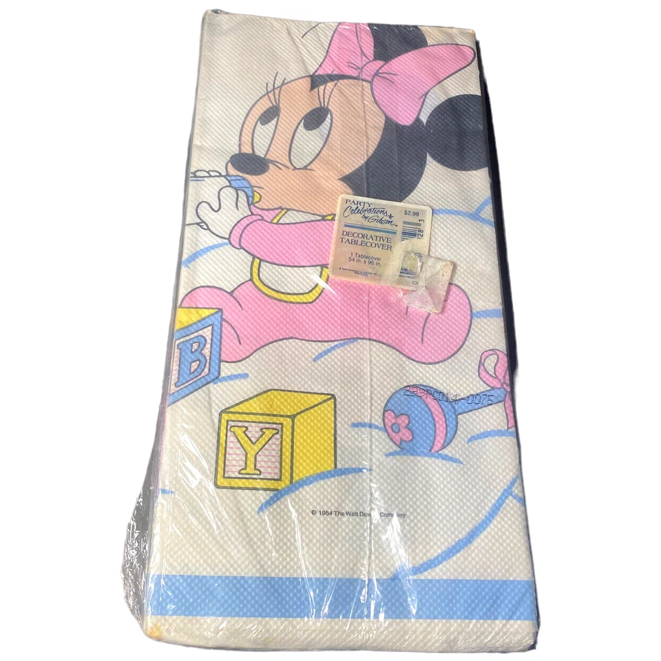 De Colección Disney Minnie Papel Rosa Cubierta de Mesa Baby Shower Fiesta de Cumpleaños 1984 Nuevo de Lote Antiguo Foto 2 de 4