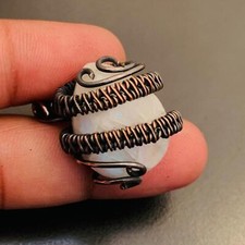 Rainbow Moonstone Gemstone Ring Copper Wire Wrapped Handmade Ring Jewelry