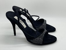 Vero Cuoio Womens Shoes Black Suede Crystal Size 37 Italy 420 1017