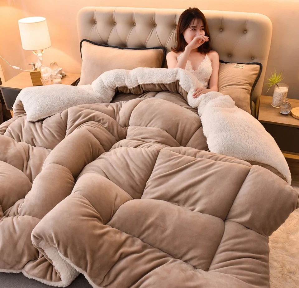 Edredón con peso de lujo beige arena de SnoozeStyle - 11 lb Foto 2 de 4