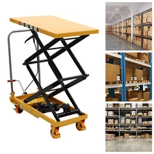 49" Lift Hydraulic Double Scissor Lift Table Manual Lift Table 330lb Max Load US