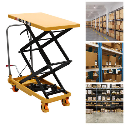 #ad Single Scissor Hydraulic Lift Table With Locking Wheels For Handling New $287.33