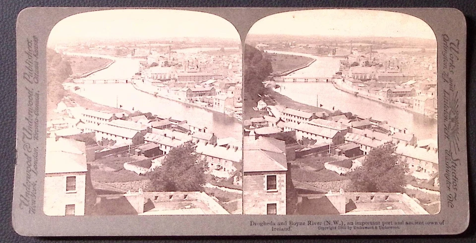 1903 IRLANDA DROGHEDA E BOYNE RIO PORTO E CIDADE UNDERWOOD STEREOVIEW Z1262 - Imagem 3 de 4
