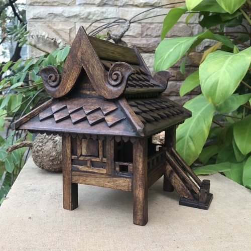 Casa degli spiriti buddismo case in legno stile tailandese mini altare artigianato decorazione Buddha - Foto 6 di 12