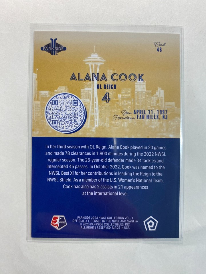 Alana Cook 2023 OL Reign #46 Parkside Vol. 1 NWSL Card | eBay