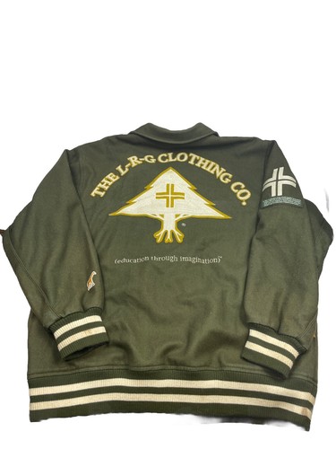 LRG Team Player Wool Olive Green Jacket Mens Size L Embroidered Rare - Picture 3 of 13