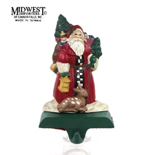Midwest of Cannon Falls WOODLAND SANTA w/ DEER 6" Cast Iron Stocking Hanger
