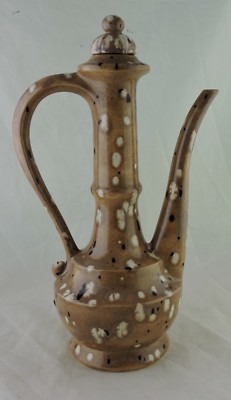 PERSIAN /TURKISH OR MIDDLE EASTERN STYLE POTTERY LIDDED TEAPOT EWER JUG 15 1/2'' 
