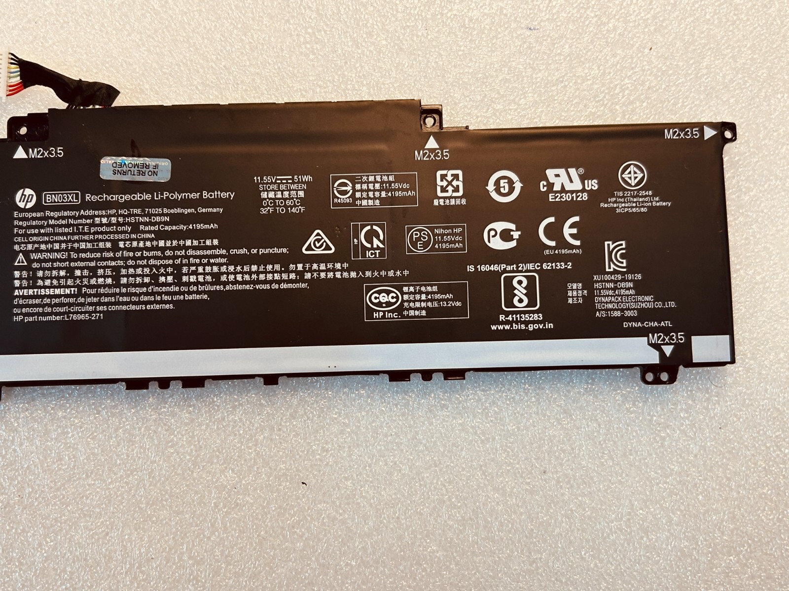 L77034-005 BN03XL GENUINE USED HP BATTERY 11.55V 51WH 15M-E 15M  