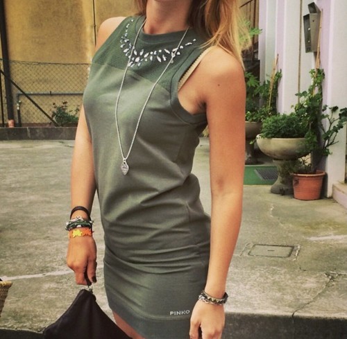 Vestito abito PINKO verde militare - primavera estate - donna - taglia M -  mini | eBay