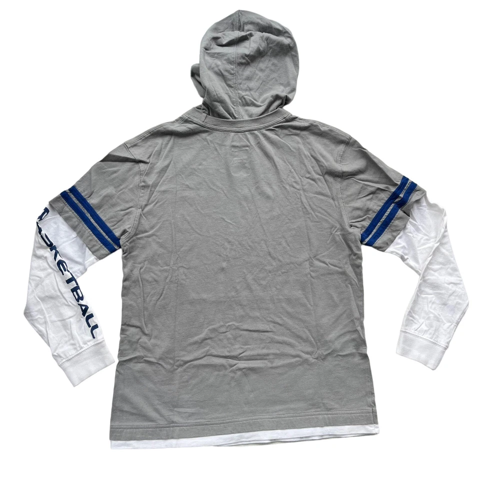 Simply For Sports Boy’s L Gray Basketball Graphic Print Hooded Long Sleeve Top - Image 3 of 4