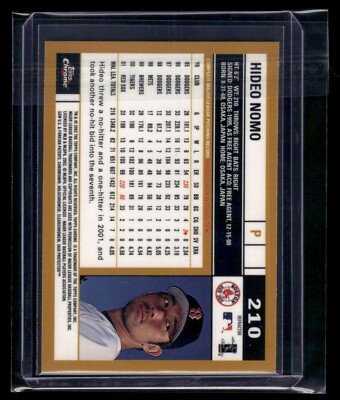 2002 Topps Chrome Gold Refractor #210 Hideo Nomo Red Sox Japan
