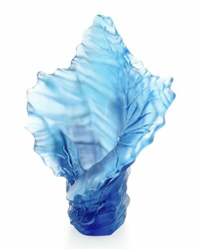 Signed Daum France Blue Butterfly Figurine Pate De Verre Pin