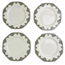 Wedgwood Pergola Bread Plates Set of 4 Ivory China England Octagonal Fruit 6.25"