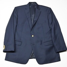 Lauren Ralph Lauren 46R Navy 100 Wool Gold Button Mens Blazer Sport Coat Jacket