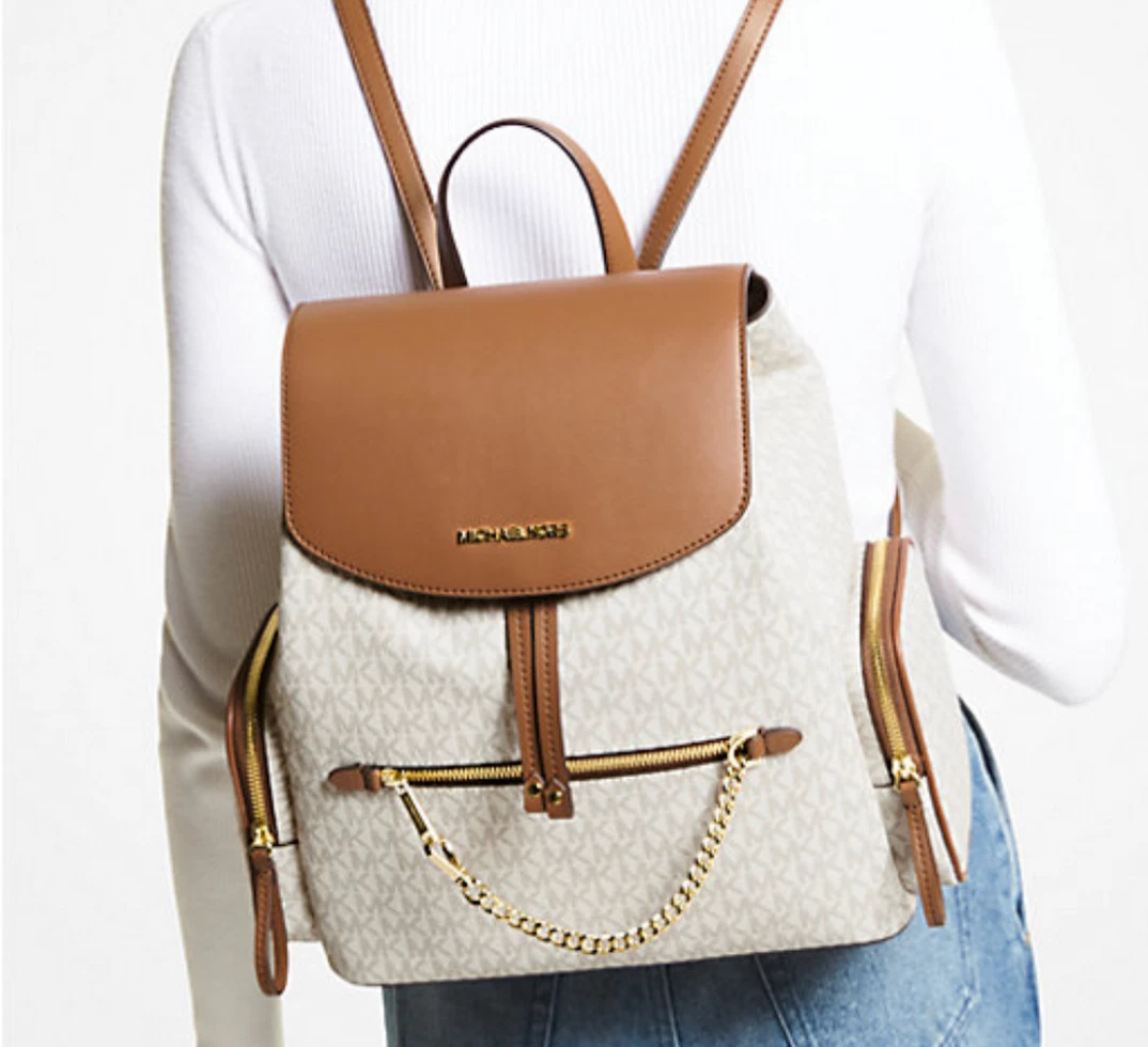 ZAINO MICHAEL KORS JET SET GRANDE LOGO CATENA $558 AUTENTICO MK NUOVO