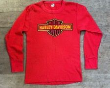 Vintage 80s Harley Davidson 3d Emblem Thermal LS Shirt 17.5x26 Made in USA